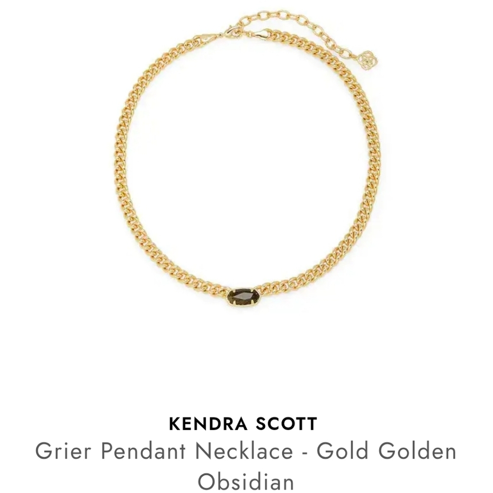 Kendra Scott Gold Necklace with Obsidian Pendant